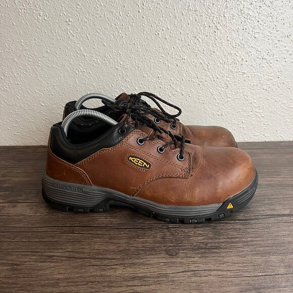 KEEN Chicago Oxford Work Utility‎ Carbon Toe Safety Shoes Brown Leather Sz 8.5EE